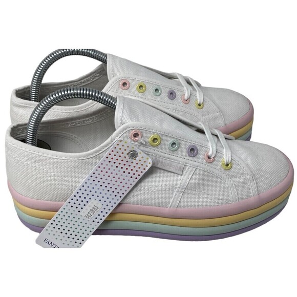 Superga 2790 Candy Cane White Trainers Womens Size 39 EU 8 US NEW - Picture 1 of 9